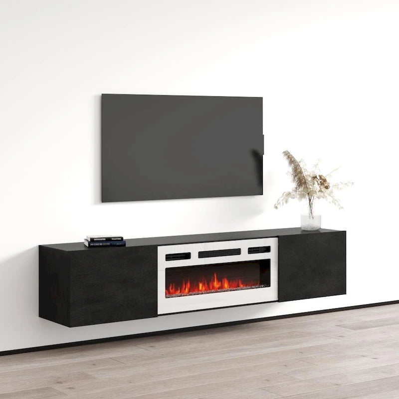 Meuble TV flottant Baja WH-EF avec cheminée