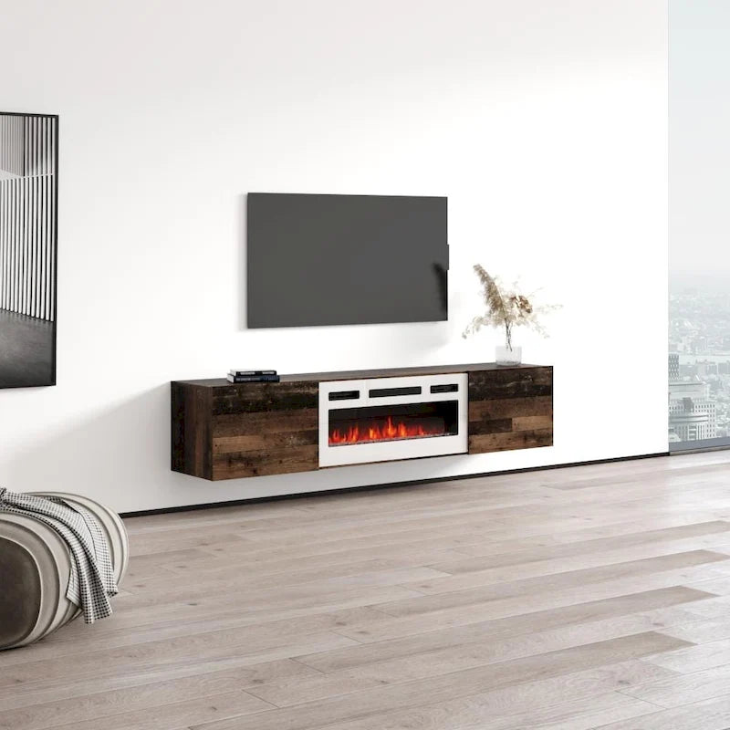 Meuble TV flottant Baja WH-EF avec cheminée