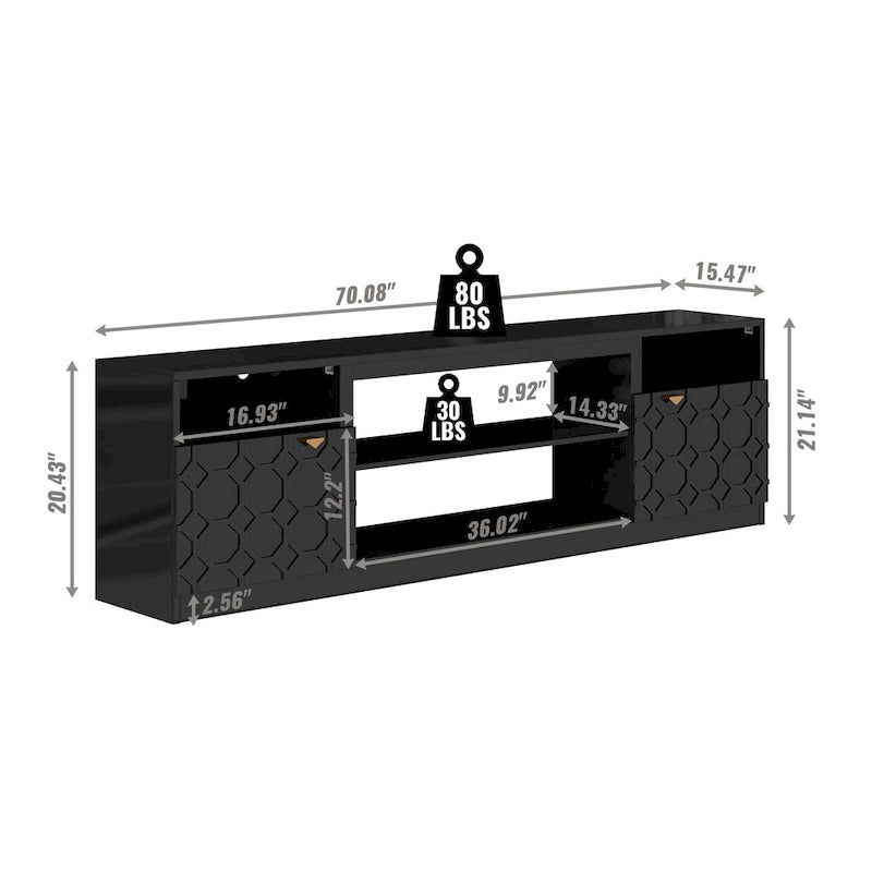Meuble TV Clihome 70 pouces haute brillance