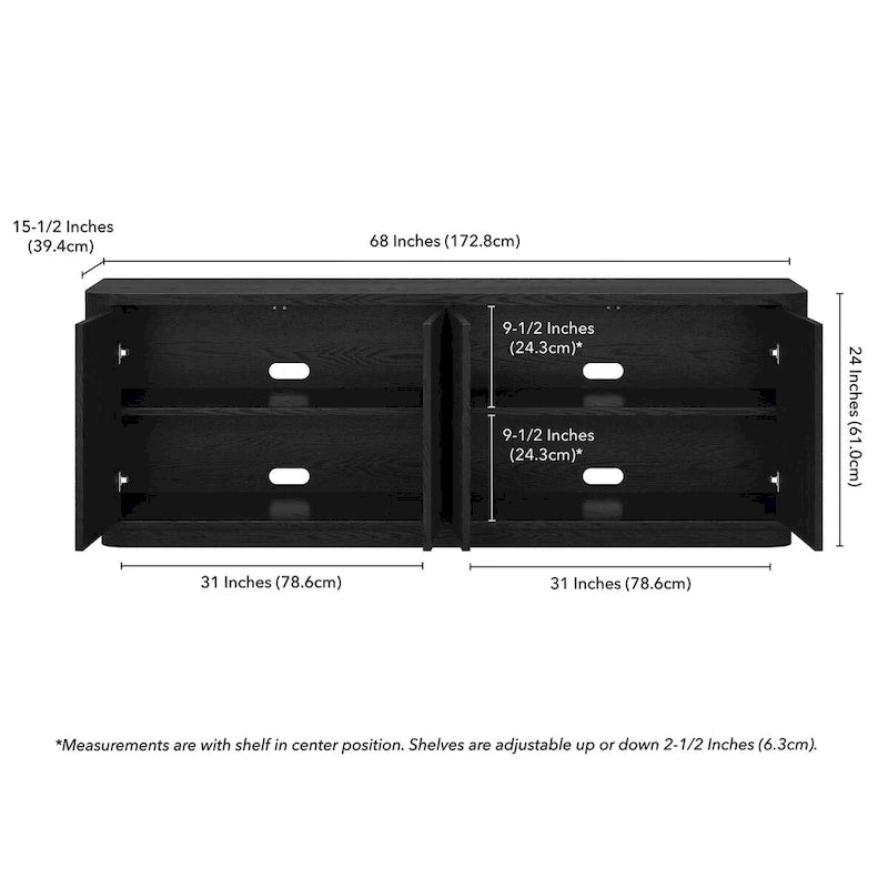 Meuble TV rectangulaire Easton pour téléviseurs jusqu'à 75" - 173 cm de large