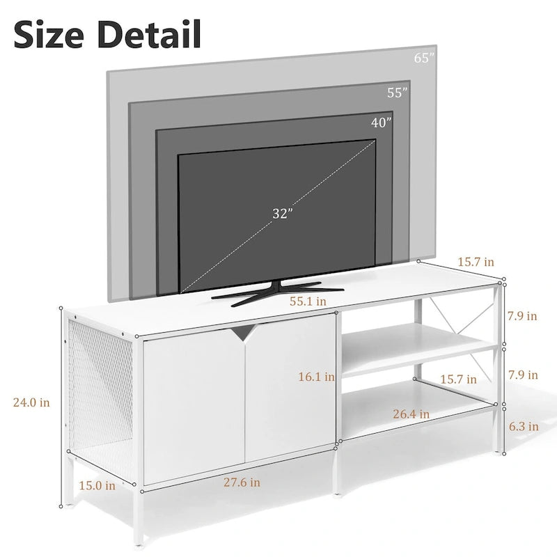 Meuble TV console Pellebant avec meuble de rangement – 140 cm (L) * 40 cm (P) * 61 cm (H)