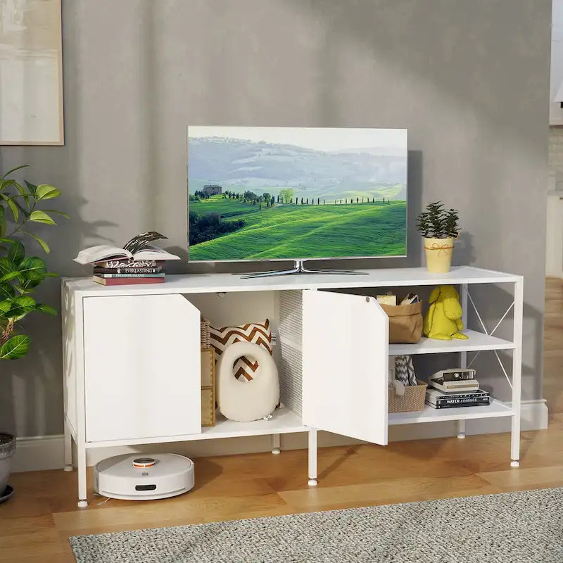 Meuble TV console Pellebant avec meuble de rangement – 140 cm (L) * 40 cm (P) * 61 cm (H)
