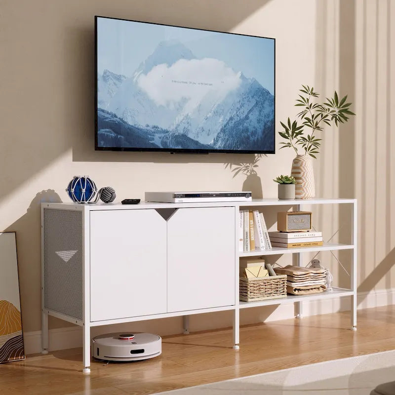 Meuble TV console Pellebant avec meuble de rangement – 140 cm (L) * 40 cm (P) * 61 cm (H)