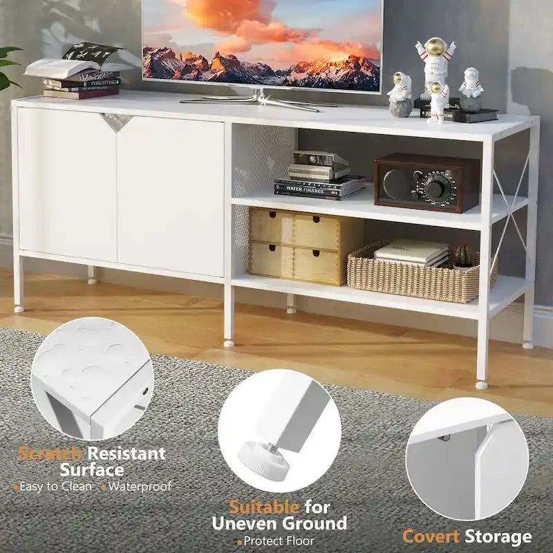 Meuble TV console Pellebant avec meuble de rangement – 140 cm (L) * 40 cm (P) * 61 cm (H)