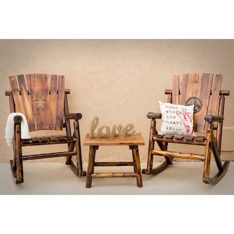 Fauteuil à bascule Leigh Country Char-Log pour adulte avec fleur de lys - Marron