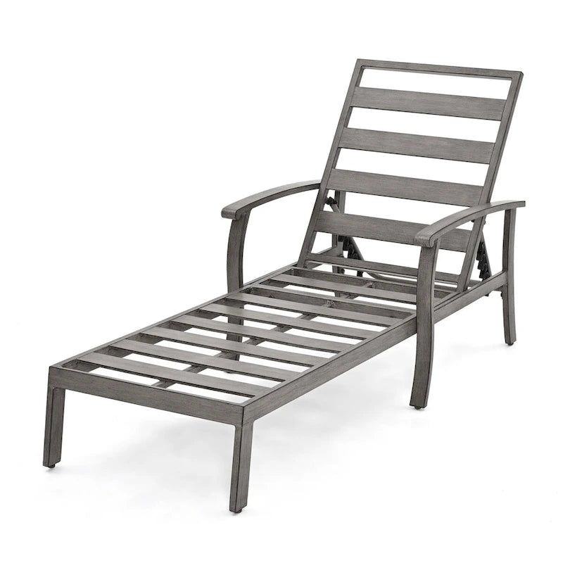 Chaise longue de jardin en aluminium gris