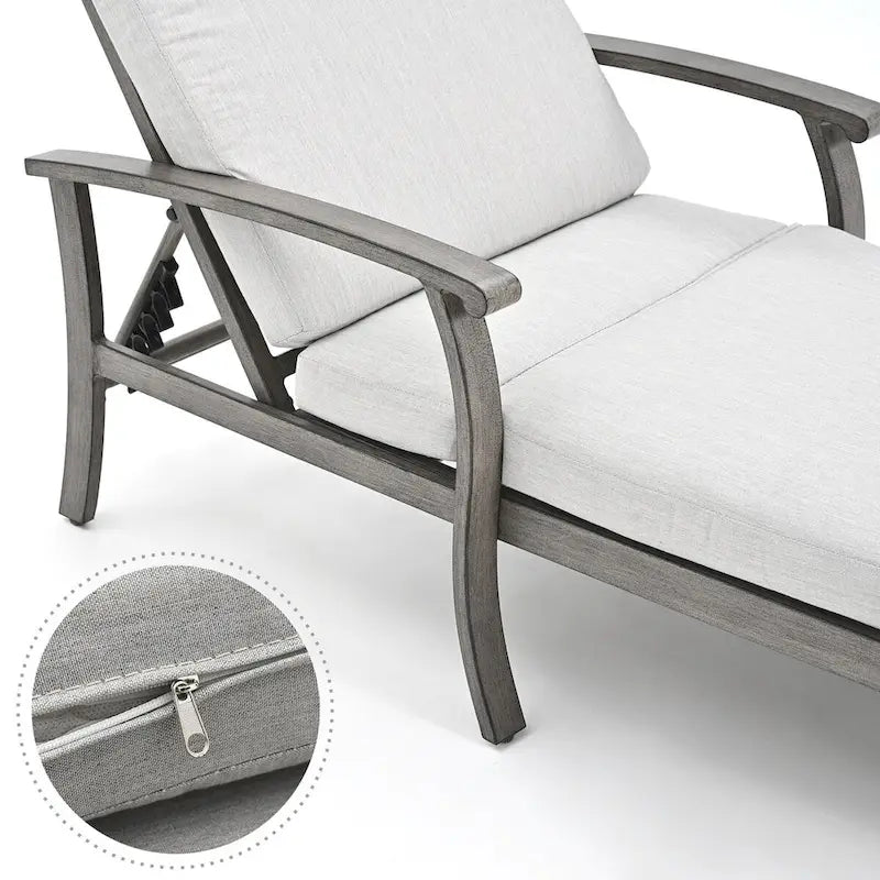 Chaise longue de jardin en aluminium gris