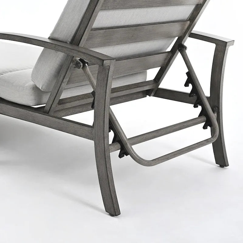Chaise longue de jardin en aluminium gris
