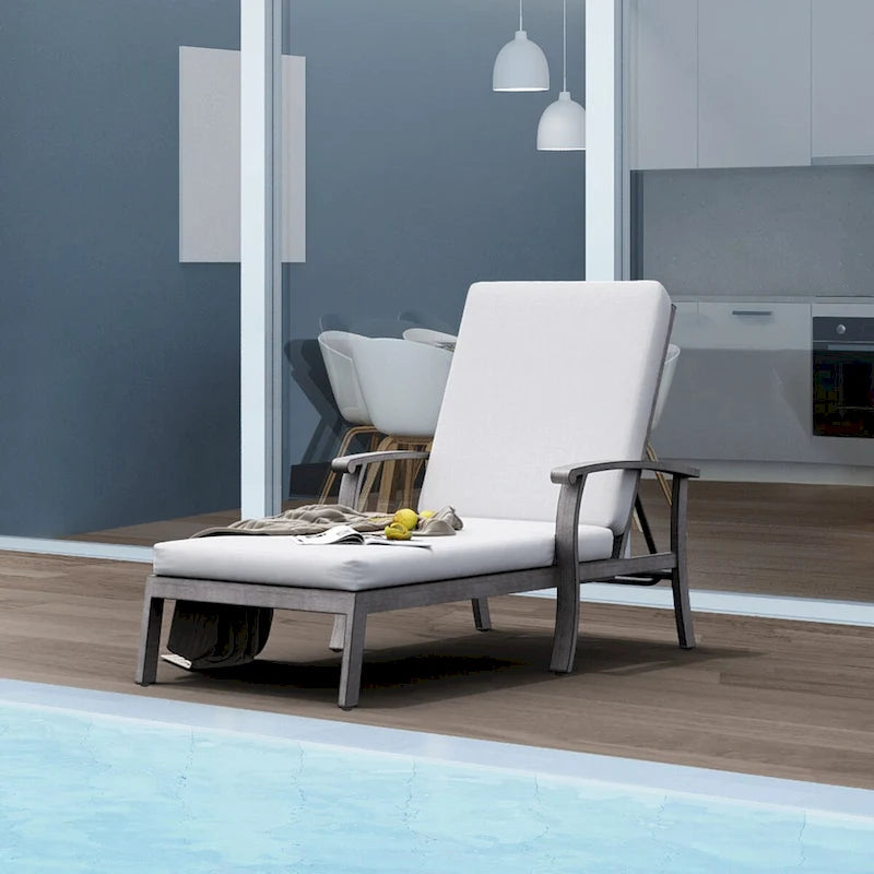 Chaise longue de jardin en aluminium gris