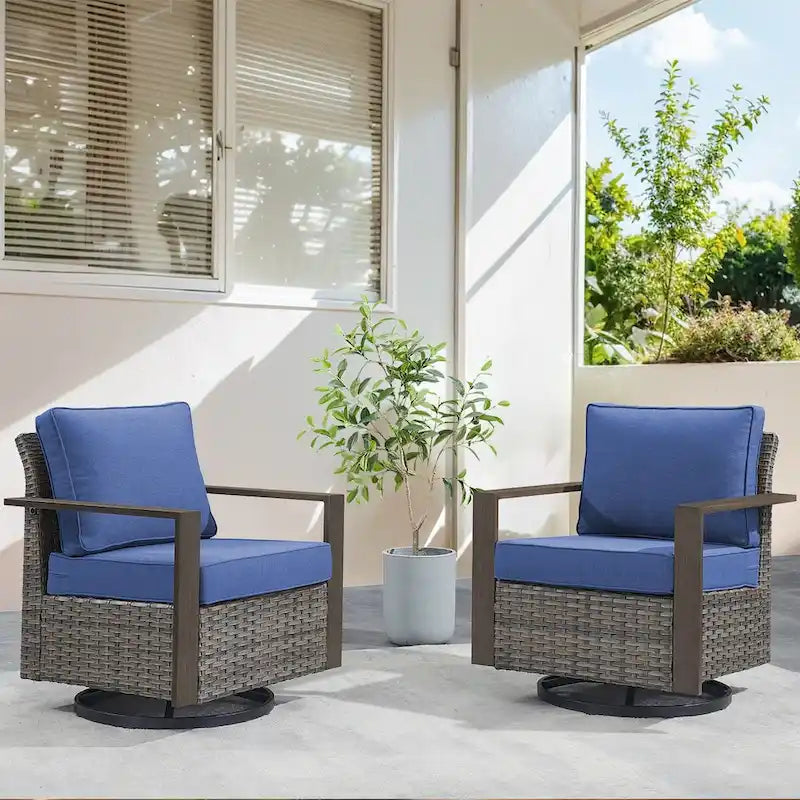 Outdoor Grey Wicker Swivel Glider Chair