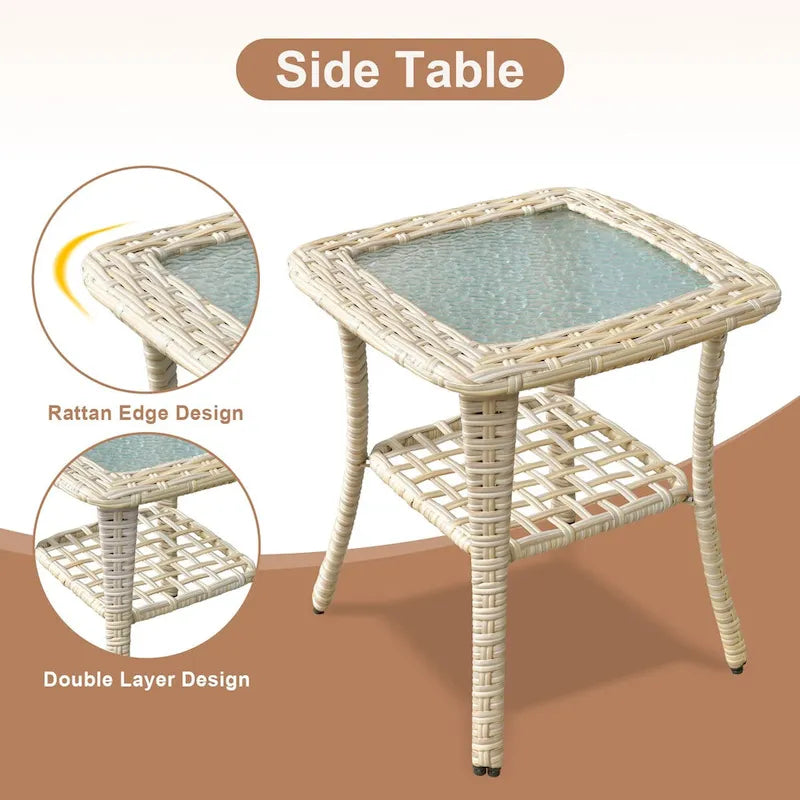 HOOOWOOO Ensemble de 6 meubles de patio en osier avec table brasero