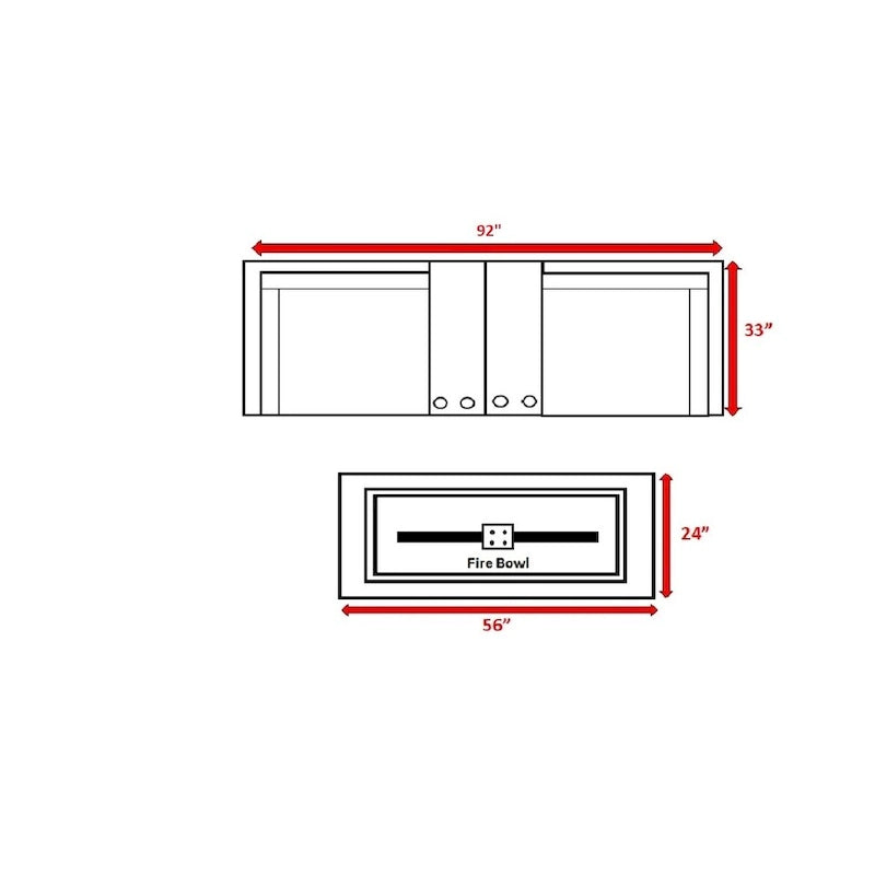 Ensemble de foyer de table LSI 5 pièces en aluminium gris et osier