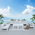 FINCATI Ensemble de Meubles de Salon de Jardin Modulable en Aluminium, 9 Pièces, avec Table