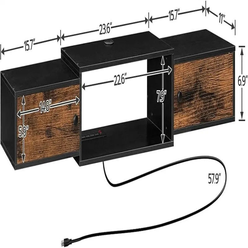 Étagère Console Murale Moderne pour Média - 27,9P x 139,7L x 20,1H cm