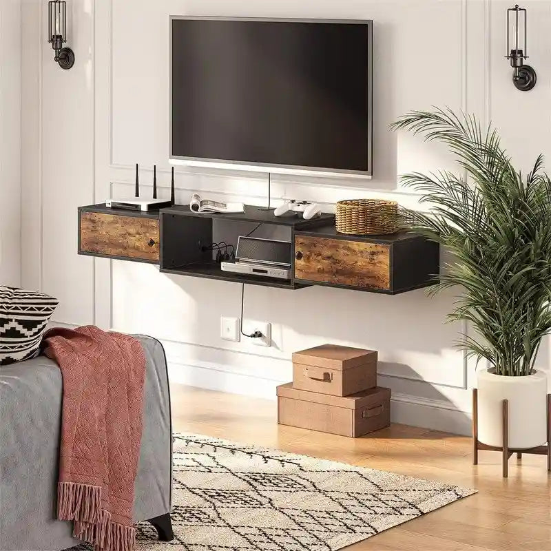 Étagère Console Murale Moderne pour Média - 27,9P x 139,7L x 20,1H cm
