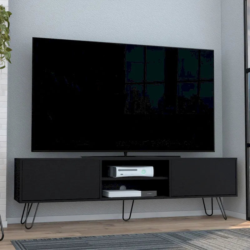 Meuble TV 2 portes Vassel Pieds épingle à cheveux