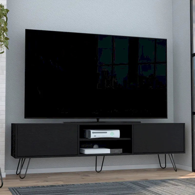 Meuble TV 2 portes Vassel Pieds épingle à cheveux