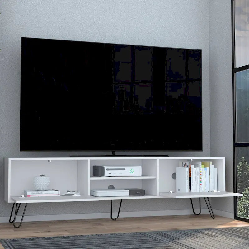 Meuble TV 2 portes Vassel Pieds épingle à cheveux