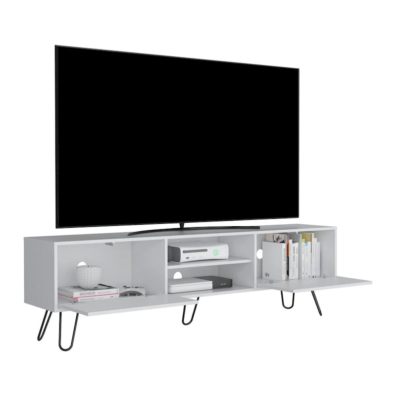 Meuble TV 2 portes Vassel Pieds épingle à cheveux