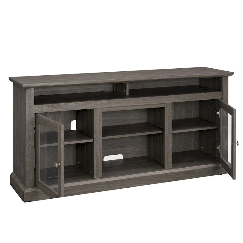 Meuble TV moderne avec rangements ouverts et fermés