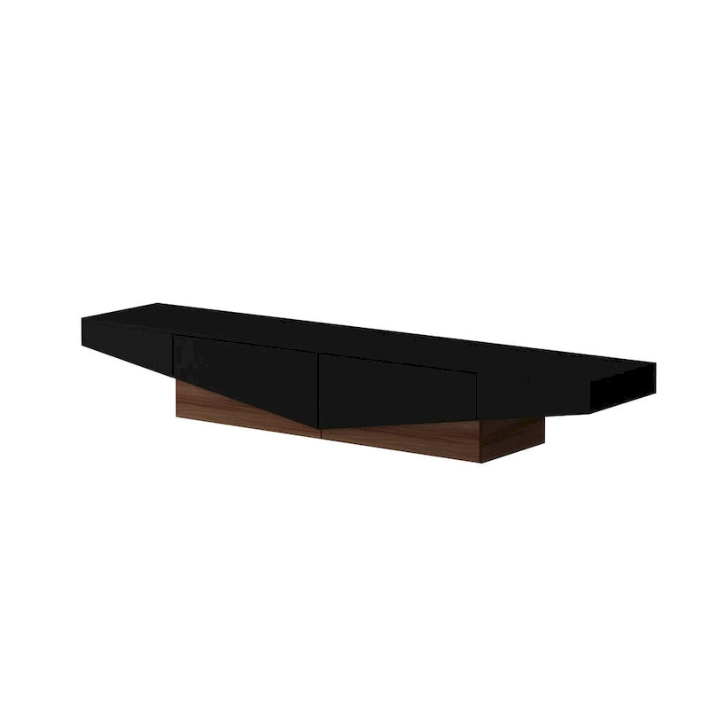 Meuble TV, Meuble multimédia noir et blanc avec 2 tiroirs - 78,7W