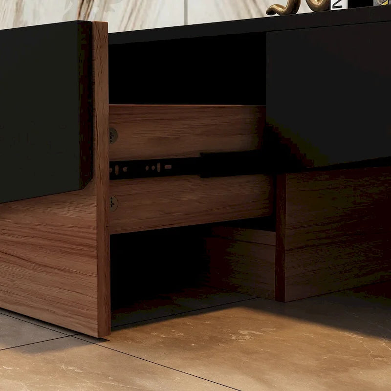 Meuble TV, Meuble multimédia noir et blanc avec 2 tiroirs - 78,7W