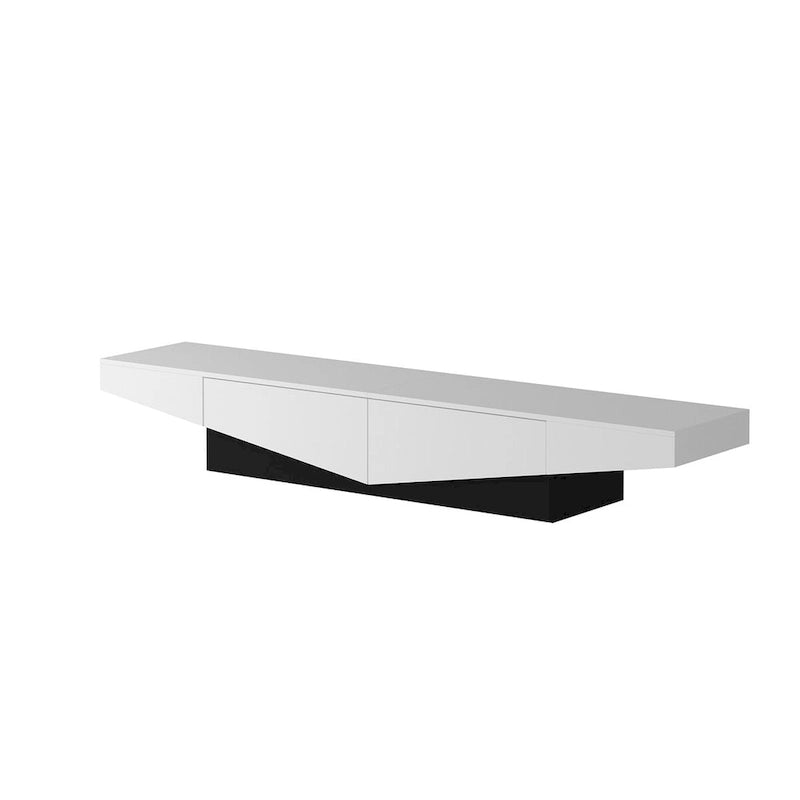 Meuble TV, Meuble multimédia noir et blanc avec 2 tiroirs - 78,7W