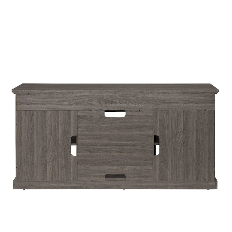 Meuble TV en bois de 60 po avec espace de rangement et ouvertures de gestion des câbles