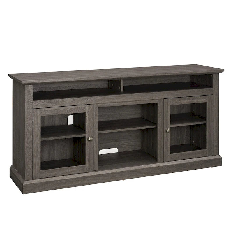 Meuble TV en bois de 60 po avec espace de rangement et ouvertures de gestion des câbles