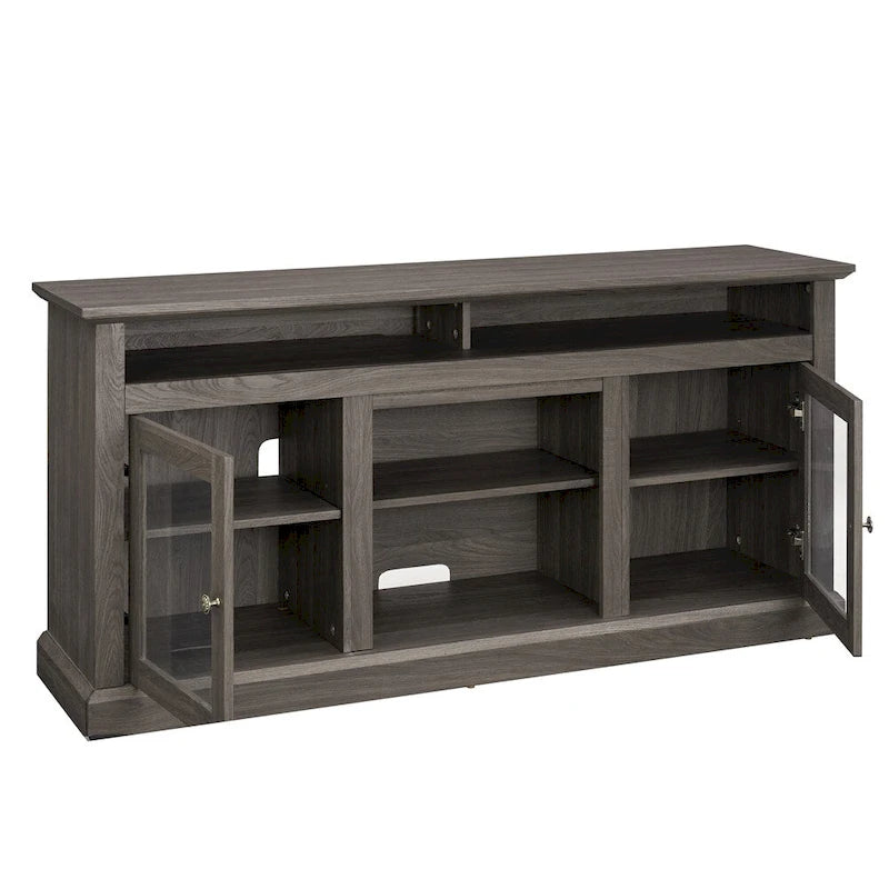 Meuble TV en bois de 60 po avec espace de rangement et ouvertures de gestion des câbles