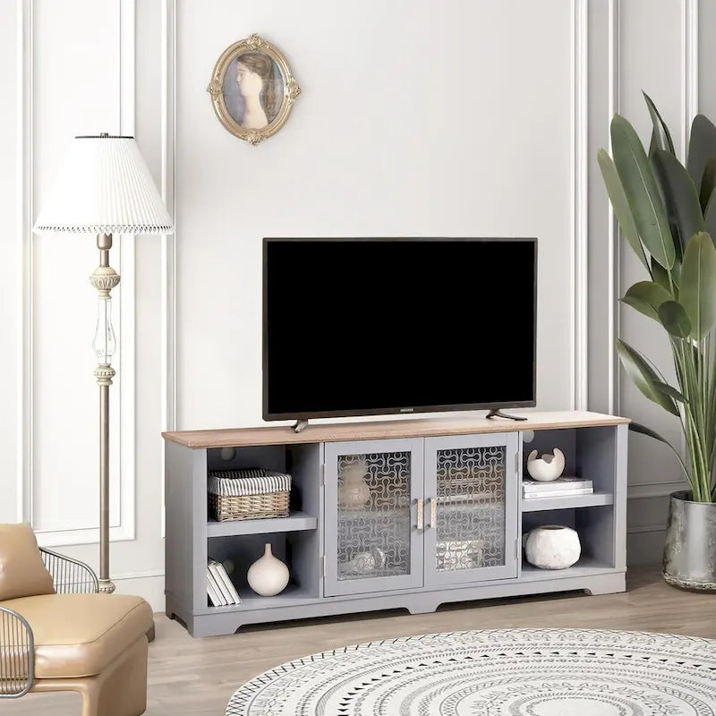 Meuble TV moderne Roomfitters esprit ferme, console de divertissement d'inspiration grange