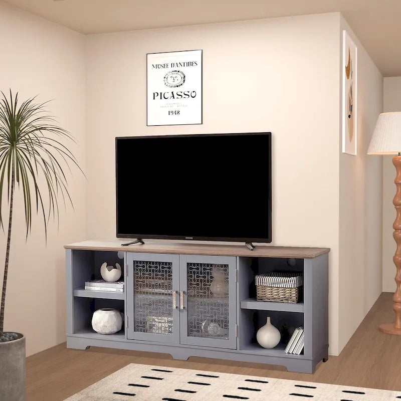 Meuble TV moderne Roomfitters esprit ferme, console de divertissement d'inspiration grange