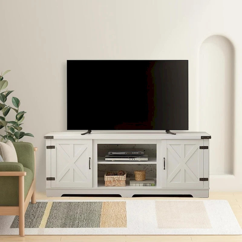 Meuble TV moderne Roomfitters esprit ferme, console de divertissement d'inspiration grange
