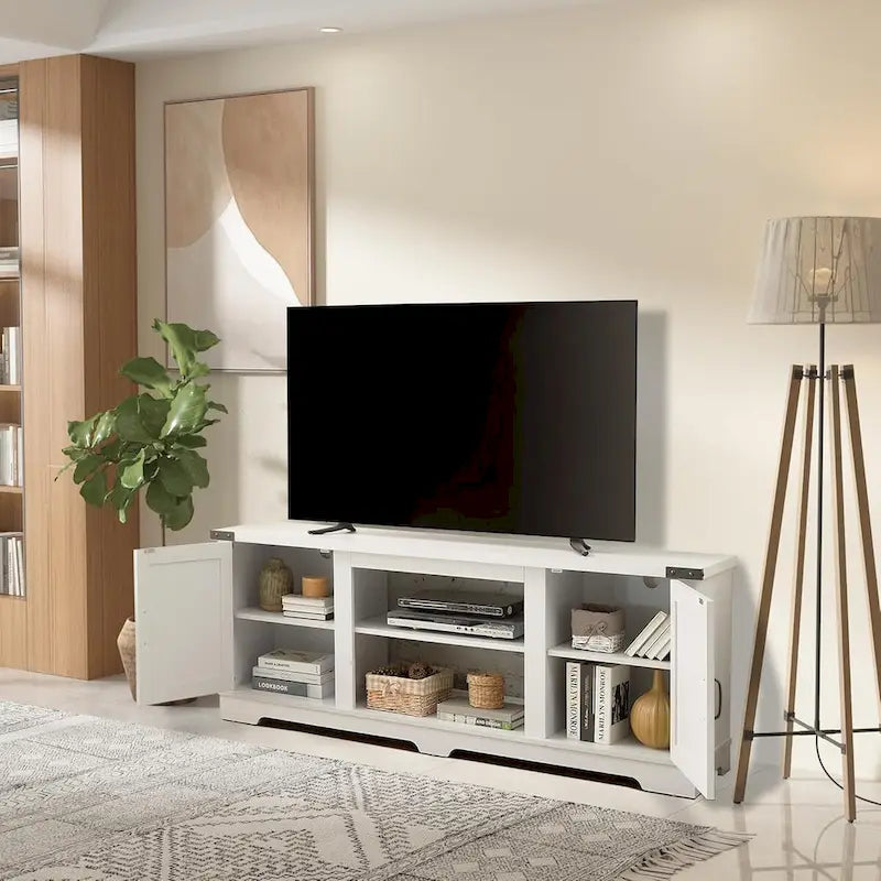 Meuble TV moderne Roomfitters esprit ferme, console de divertissement d'inspiration grange