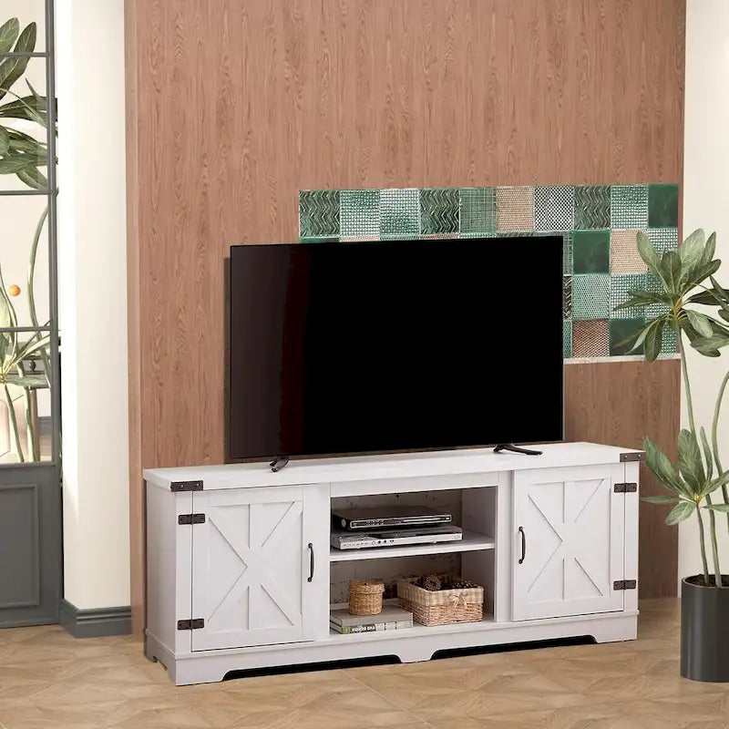 Meuble TV moderne Roomfitters esprit ferme, console de divertissement d'inspiration grange