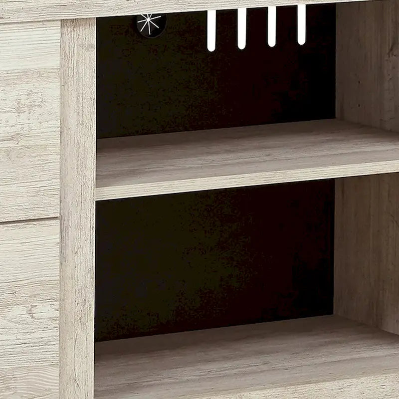Meuble TV rustique de 60 pouces, poignées rondes, bois, blanc
