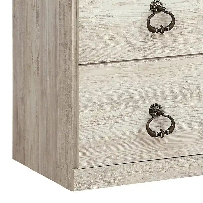 Meuble TV rustique de 60 pouces, poignées rondes, bois, blanc
