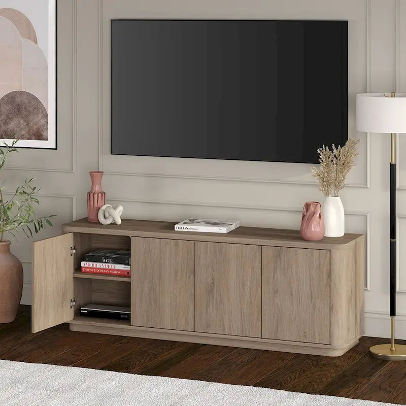 Meuble TV rectangulaire Plympton pour téléviseurs jusqu'à 75 po - 68 po de large
