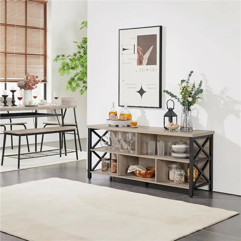 Meuble TV industriel Yaheetech 65 pouces avec 5 placards de rangement pour TV