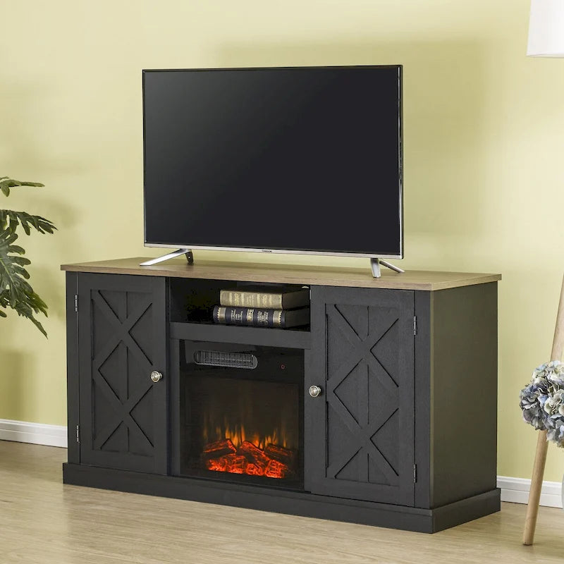 Meuble TV console de 54 po pour téléviseurs jusqu'à 60 po avec cheminée électrique - 54 po de largeur