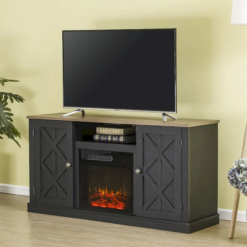 Meuble TV console de 54 po pour téléviseurs jusqu'à 60 po avec cheminée électrique - 54 po de largeur