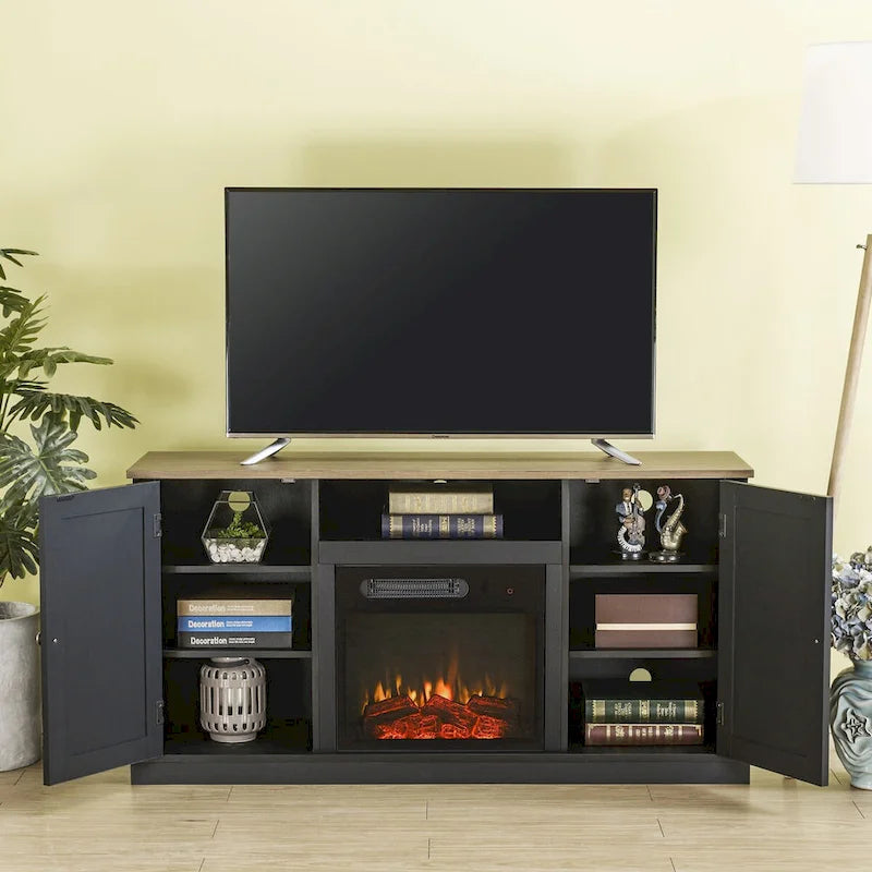 Meuble TV console de 54 po pour téléviseurs jusqu'à 60 po avec cheminée électrique - 54 po de largeur