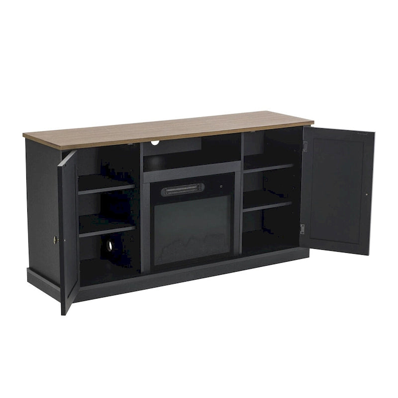 Meuble TV console de 54 po pour téléviseurs jusqu'à 60 po avec cheminée électrique - 54 po de largeur