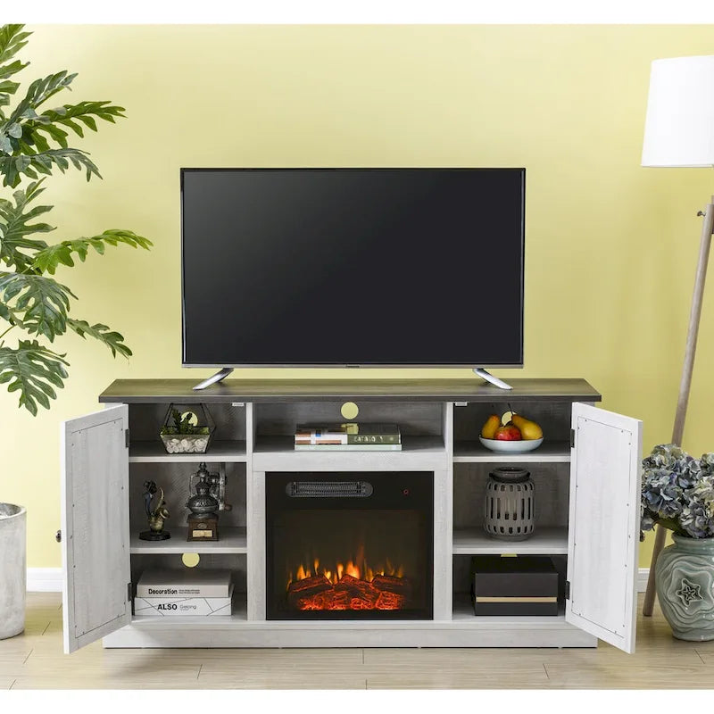 Meuble TV console de 54 po pour téléviseurs jusqu'à 60 po avec cheminée électrique - 54 po de largeur