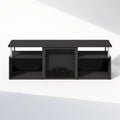 Meuble TV Furinno Jensen avec cheminée électrique décorative sans chauffage et rangement ouvert, pour téléviseurs jusqu'à 70 pouces