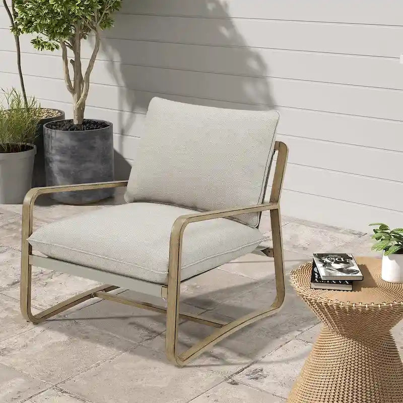 Fauteuil de club d'extérieur avec coussin pour usage intérieur/extérieur (1 pièce)