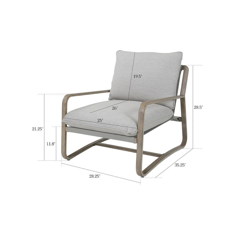 Fauteuil de club d'extérieur avec coussin pour usage intérieur/extérieur (1 pièce)