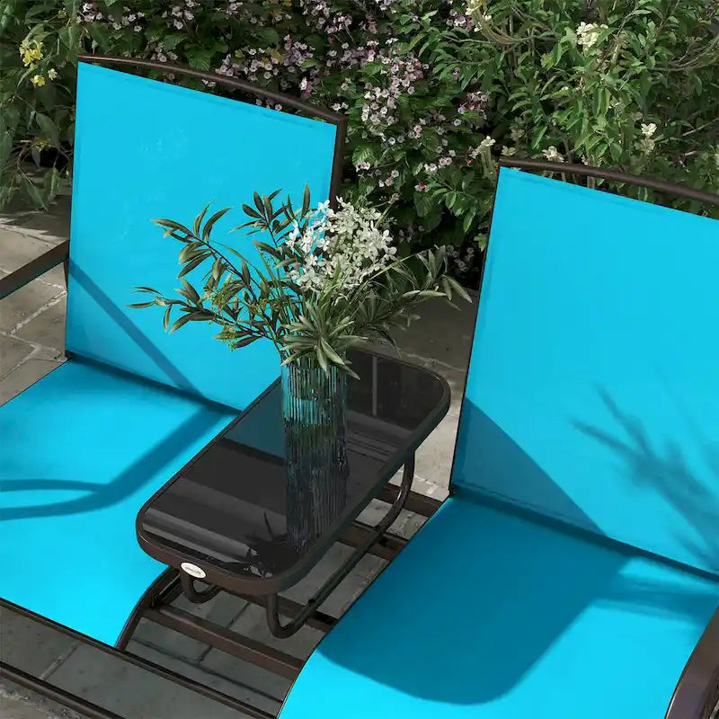 Banc à bascule d'extérieur avec table centrale