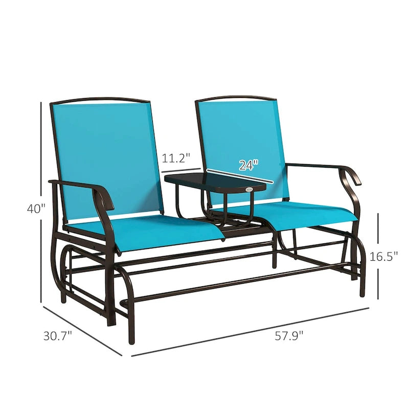 Banc à bascule d'extérieur avec table centrale