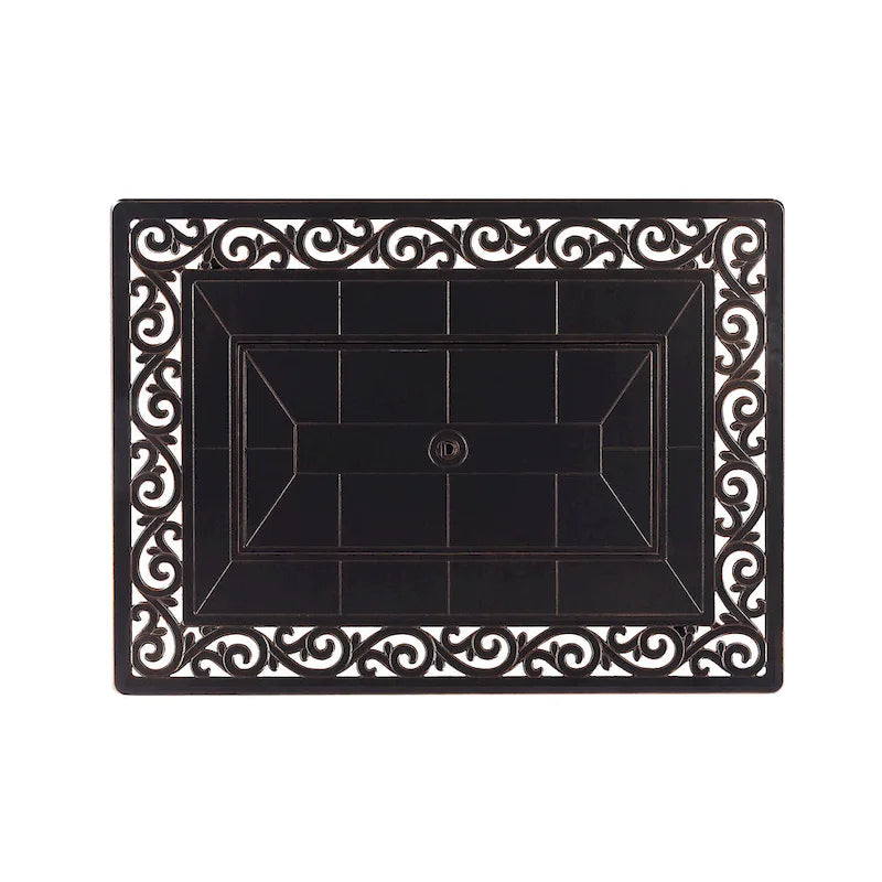 Ensemble table brasero en aluminium noir avec quatre fauteuils de club
